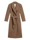 Golden Goose Long Double-breasted Greige Mixed Wool Coat In Brown