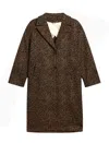 Golden Goose Golden Collection Single-breasted Cocoon Coat In Wool With Jacquard Animal Pattern In Brown