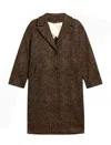 Golden Goose Golden Collection Single-breasted Cocoon Coat In Wool With Jacquard Animal Pattern In Brown