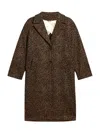 Golden Goose Golden Collection Single-breasted Cocoon Coat In Wool With Jacquard Animal Pattern In Brown