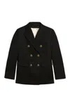Golden Goose Double Breasted Blazer In Light Dry Wool Gabardine Clothing In Blue