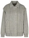 Golden Goose Grey Wool Blend Bomber Jacket In Midnight/ecru