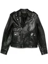 Golden Goose Leather Jacket With Zip Fastening And Pockets In Black
