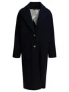 Golden Goose Single-breasted Long Coat In Virgin Wool In Blue