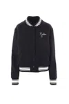 Golden Goose Dark Blue Virgin Wool Bomber Jacket In Blue