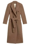 Golden Goose Journey Ws Double Breasted Coat With Detachable Belt Casentino Wool In Brown