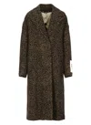 Golden Goose Single-breasted Cocoon Wool Coat With Jacquard Motif In Brown