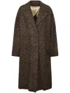 Golden Goose Cocoon Coat In Faded Leopard Jacquard Wool In Brown