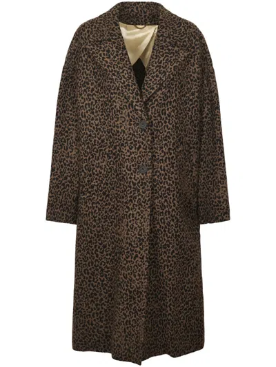 GOLDEN GOOSE COCOON COAT IN FADED LEOPARD JACQUARD WOOL
