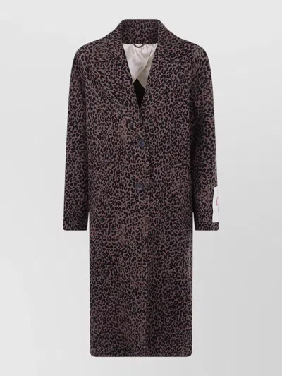 Golden Goose Cocoon Wool Coat Leopard Jacquard In Brown