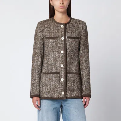 Golden Goose Coffee-colored Wool Tweed Jacket In Multi