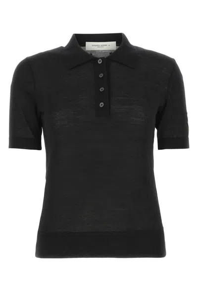 Golden Goose Collared Polo Shirt In Black