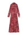 Golden Goose Bandana Print Long Sleeve Twill Maxi Dress In Red
