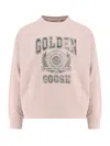 Golden Goose Felpa Con Stampa Logo In Cotone In Pink