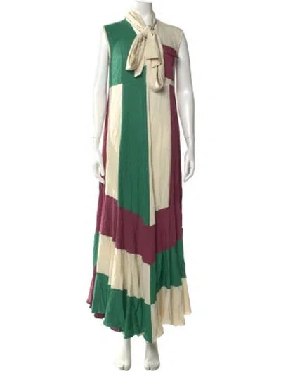 Pre-owned Golden Goose Colorblock Pattern Long Dress In Neutral