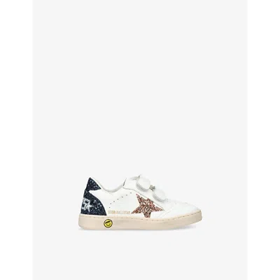 Golden Goose Comb Kids' Ballstar Glitter Logo-print Leather Low-top Trainers Eur 29 / 11 Uk In Gold Comb