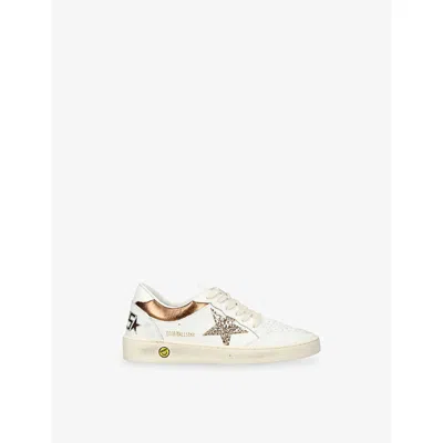 Golden Goose Comb Kids' Ballstar Laminated Collar Leather Trainers Eur 32 / 13 Uk In Gold Comb
