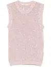 Golden Goose Mesh Knit Top With Sequins And Contrasting Details