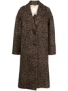 Golden Goose Cocoon Coat In Faded Leopard Jacquard Wool In Brown