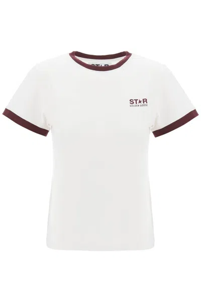 Golden Goose Contrast Trimmed T Shirt In White,red