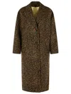 Golden Goose Single-breasted Cocoon Wool Coat With Jacquard Motif Clothing In Brown