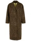 Golden Goose Single-breasted Cocoon Wool Coat With Jacquard Motif Clothing