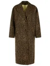 Golden Goose Single-breasted Cocoon Wool Coat With Jacquard Motif Clothing