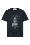Golden Goose Grey T-shirt With Graphic Print On The Front And Details With Tears In Cotton Man In Washed Black/heritage White