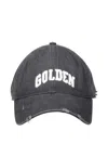Golden Goose Cotton Baseball Cap With A Lived-in Finish Accessories In Gray