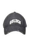 Golden Goose Cotton Baseball Cap With A Lived-in Finish Accessories In Gray