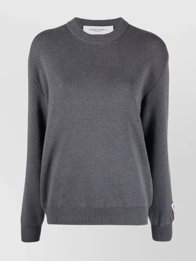 GOLDEN GOOSE COTTON BLEND CREWNECK SWEATER WITH RIBBED DETAILING