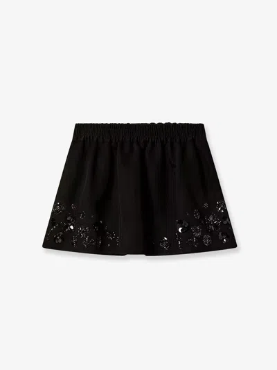 Golden Goose Cotton Blend Midi Skirt With Floral Sequin And Crystal Details In Black