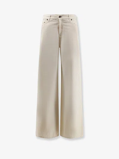 Golden Goose Cotton Blend Trousers In Neutral