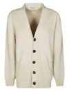 Golden Goose Cotton Cardigan With Five-button Front And Logo Detail In Neutral