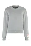Golden Goose Golden Ws Regular Knit Crew Neck Distressed Cotto In Grey