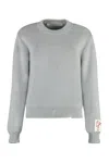 Golden Goose Golden Ws Regular Knit Crew Neck Distressed Cotto In Grey