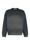 Golden Goose Longline Crewneck Cotton Sweatshirt With Star Accents In Gray