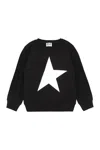 Golden Goose Kids' Black Crewneck Sweatshirt With Big Star Print In Cotton Boy
