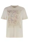 Golden Goose Crew Neck Floral Print Short Sleeves In White