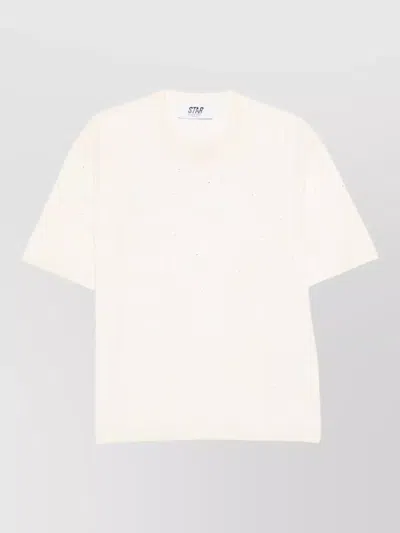 Golden Goose Cotton Crew Neck T Shirt Graphic Design In White
