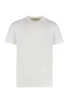 Golden Goose Ribbed Crew-neck Cotton T-shirt With Short Sleeves In Neutral
