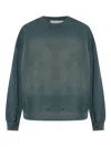 Golden Goose Distressed Faded Black Sweatshirt In Green