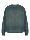 Golden Goose Distressed Faded Black Sweatshirt In Green