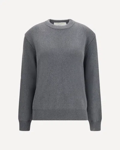 Golden Goose Cotton Crewneck Sweater With Back Logo In Gray
