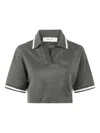 Golden Goose Cropped Cotton Polo Shirt In Gray
