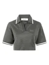 Golden Goose "journey W`s" Medium Crop Polo Fluid Jersey Knitted Rib Micro Piquet Tonal Embroidery C In Green