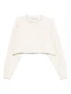 Golden Goose "journey W`s" Cropped Crew Neck Sweatshirt Overprinted Cotton Fleece Vintage Treatment In White