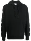 Golden Goose Cropped Black Hoodie With Star Graphics And Kangaroo Pocket In Black