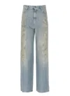 Golden Goose Distressed Boyfriend Fit Trousers With Studded Detailing In Blue