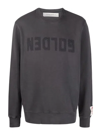 Golden Goose Cotton Sweatshirt With Logo Print In Gray